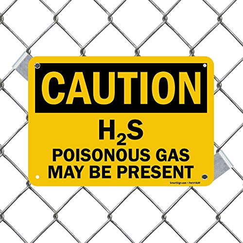 SmartSign זהירות: גז רעיל H2S עשוי להיות קיים סימן | 10 x 14 אלומיניום